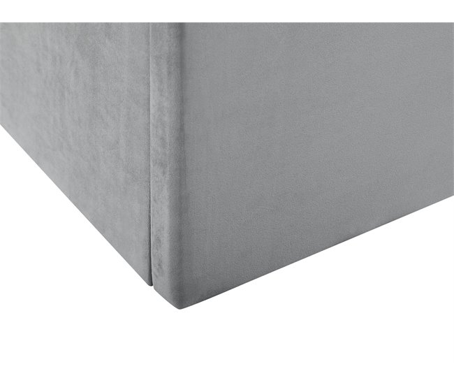 Beliani Cama con almacenaje Terciopelo LORIENT 177x216 Gris Claro