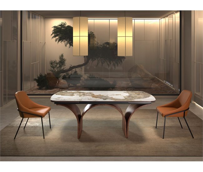 ANGEL CERDA Mesa comedor extensible 260x100 Blanco/ Madera