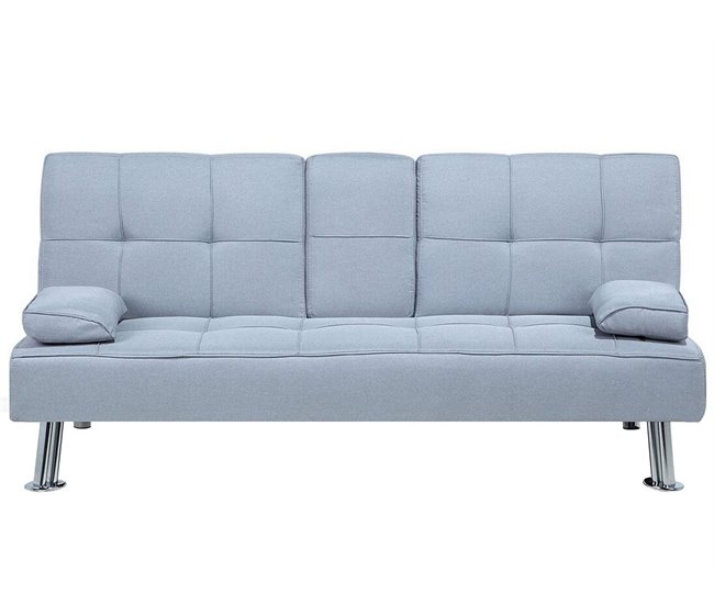 Beliani Sofá de 3 plazas Poliéster ROXEN Gris Claro