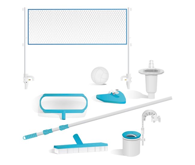 Piscina desmontable INTEX Pack deluxe + depuradora y clorador Gris