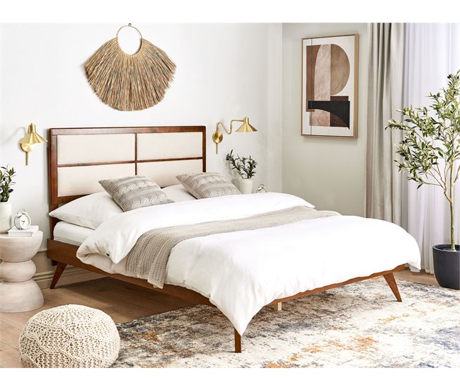 Beliani Cama MDF POISSY 167x202 Madera Oscura