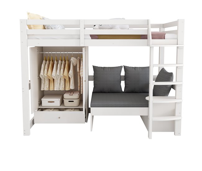 Cama alta para niños Blanco