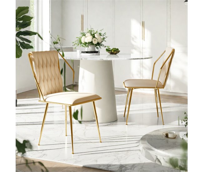2 piezas, silla de comedor, silla de cocina, silla de salón Crema