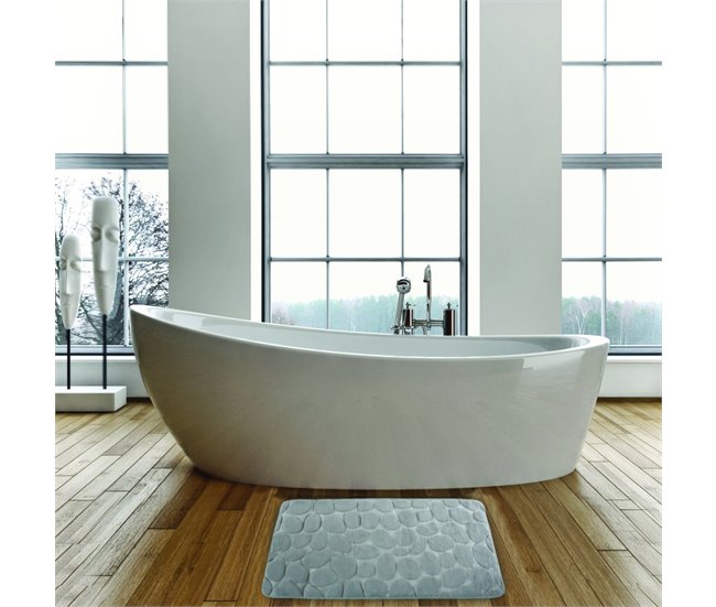 Alfombra de Baño con efecto piedras 80x50 Gris