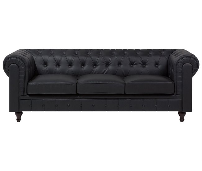 Beliani Conjunto de sofás CHESTERFIELD Negro