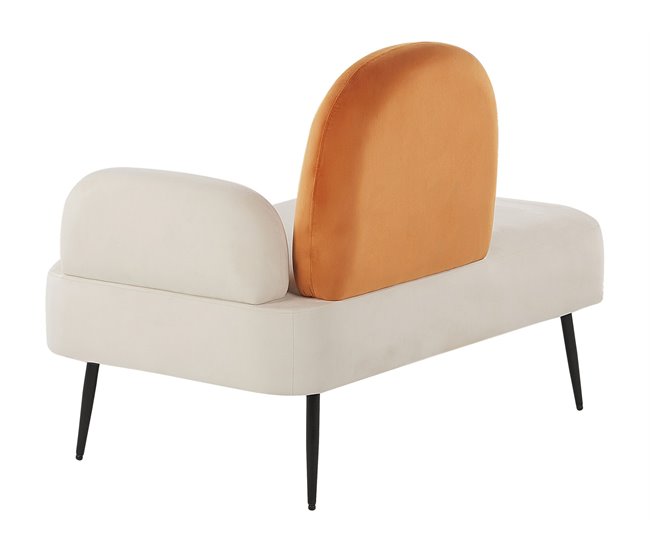 Beliani Chaise longue derecho Terciopelo ARCEY Blanco/ Beige