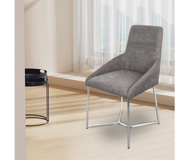 Silla de comedor VIVIAN pack 2 unidades tapizada Gris Oscuro