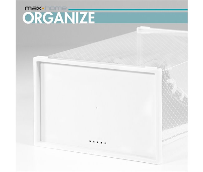 Pack 12 cajas zapatos plástico apilables y antivuelco Max Home Blanco