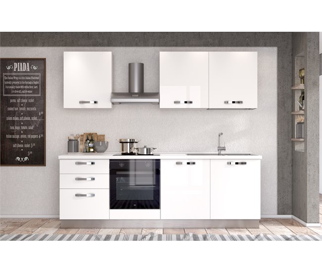 Cocina GILDA ICE derecha blanco brillo y gris claro Blanco