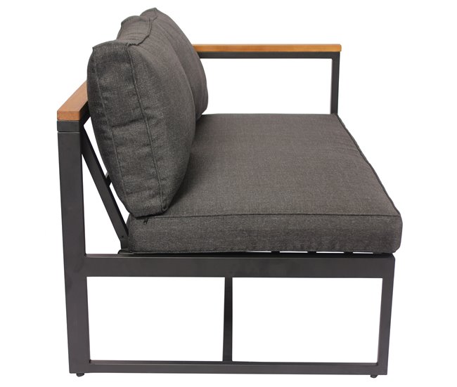 Set de jardín BRISA con 2 sofás y 1 mesa color gris y roble Gris/ Madera