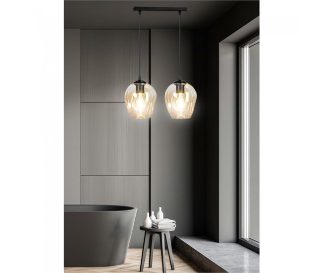 Regleta de techo Domos (2 luces) Cristal - Metal Moderno Ambar