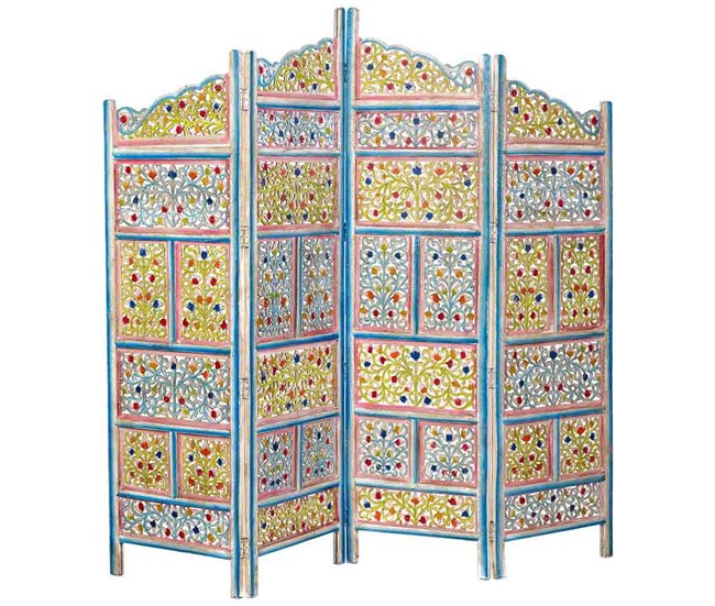 Biombo de madera artesanal Multicolor