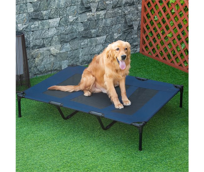 Cama Elevada para Perros Metal y Tela Oxford PawHut Azul