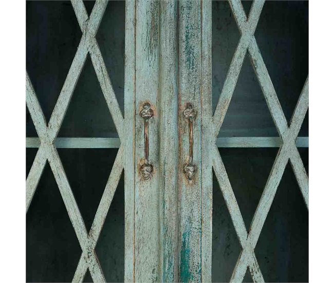 Aparador de madera y cristal con 2 puertas Azul