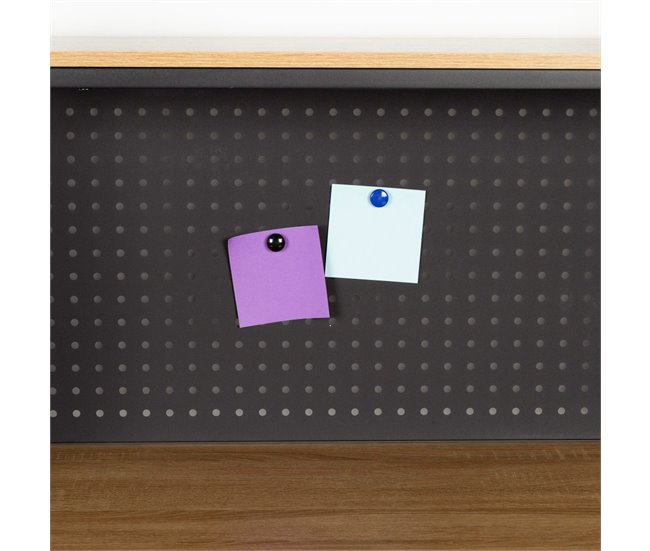 Max Home Escritorio con estantería y tablero perforado madera y acero Negro/ Madera