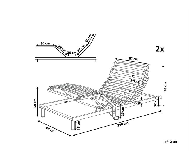 Beliani Conjunto de 2 somieres articulados eléctricos Acero COMFORT Plateado
