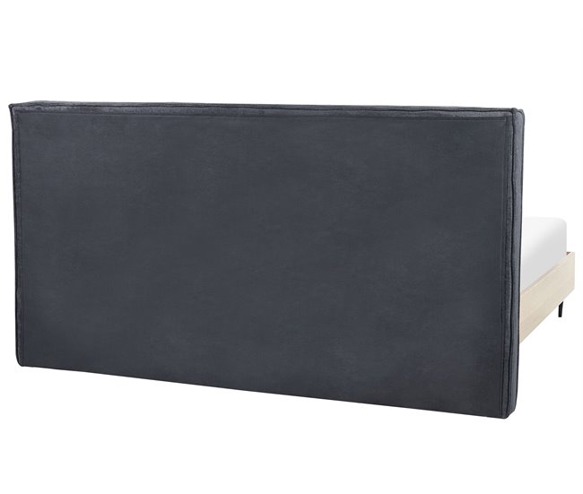 Beliani Cama con somier Poliéster IZERNORE 207x215 Gris Oscuro