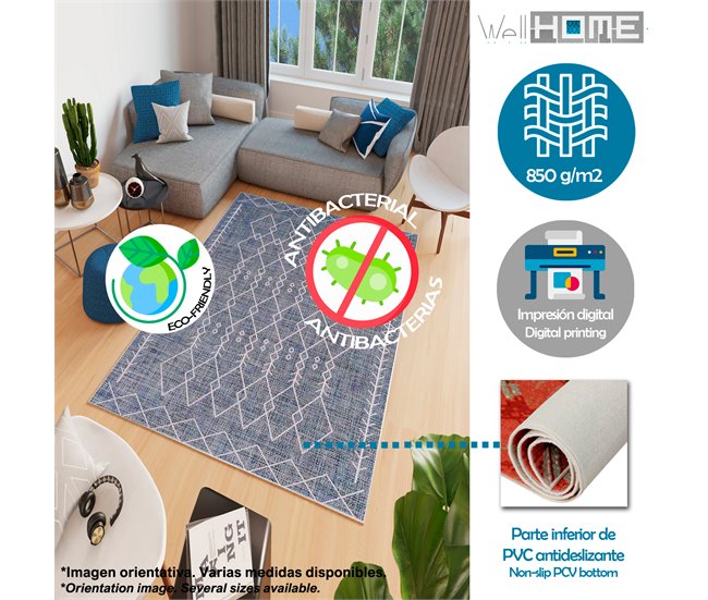 Alfombra De 80 X 120Cm 120x80 Azul