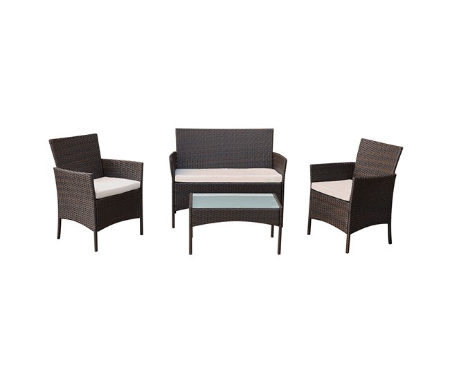 Conjunto de muebles de jardín CORFOU Marron
