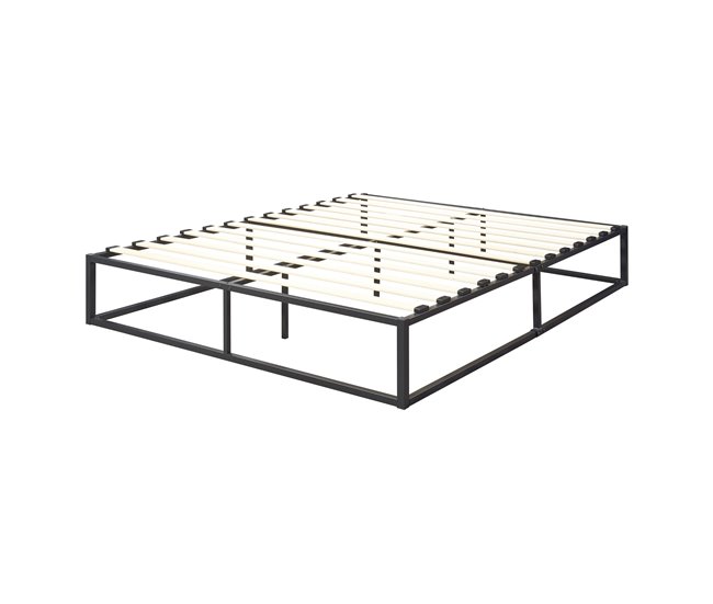 [en.casa] Cama de metal Kreta con Somier Base resistente 203x163 Negro