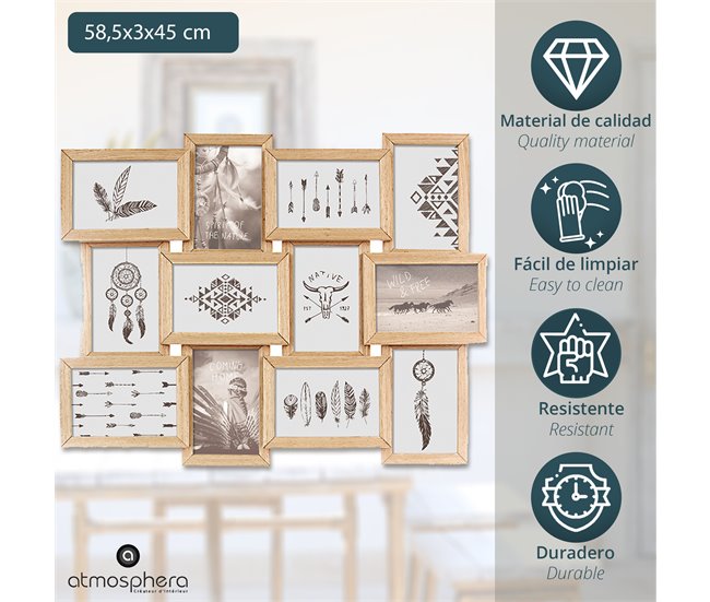 Marco Para 12 Imágenes Madera