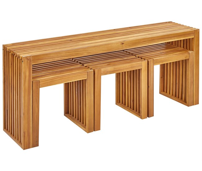 Beliani Conjunto de comedor BELLANO Madera Clara