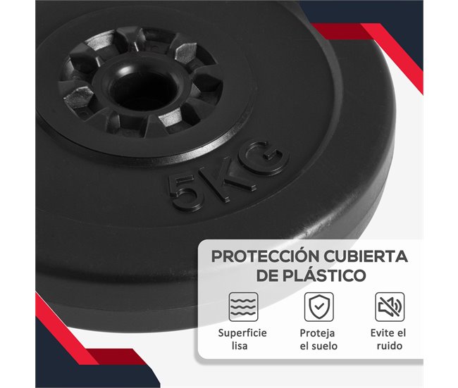 4 Discos de Pesas Plástico, Arena, Cemento HOMCOM Negro