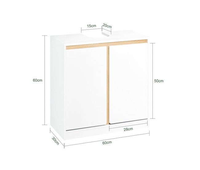 Armario Para Debajo Del Lavabo 2 Puertas BZR78-W SoBuy Blanco