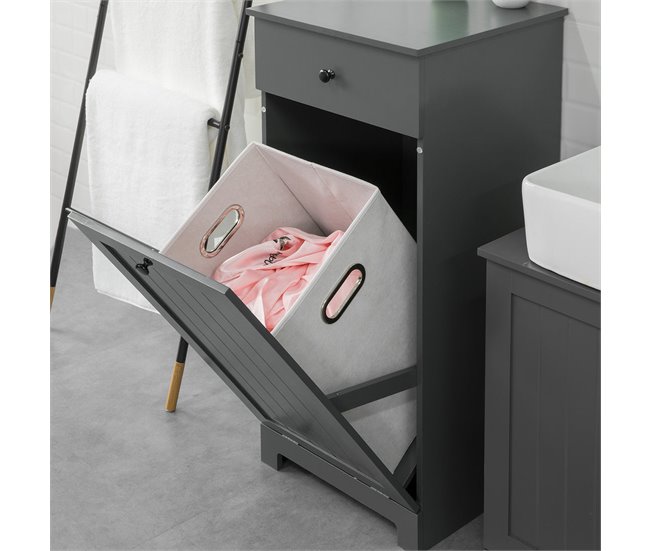 Cesto para Ropa Sucia para Baño BZR21-DG SoBuy Gris Oscuro