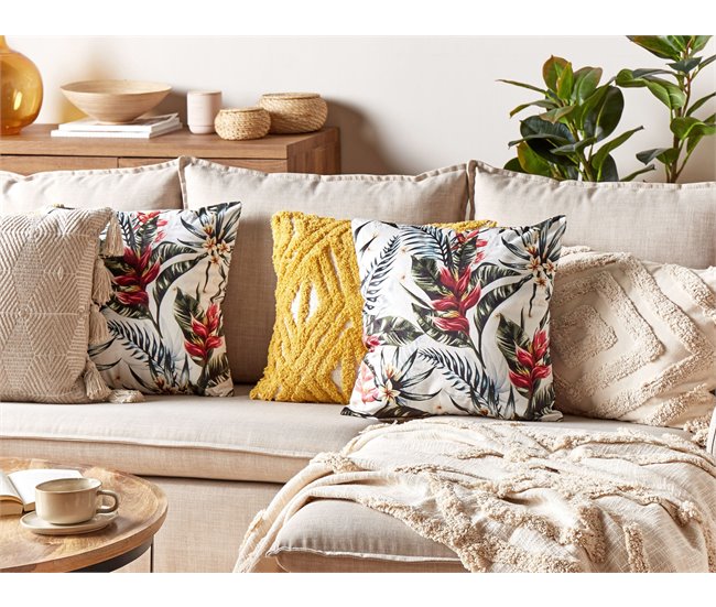 Beliani Cojín decorativo EDELWEISS Blanco/ Beige