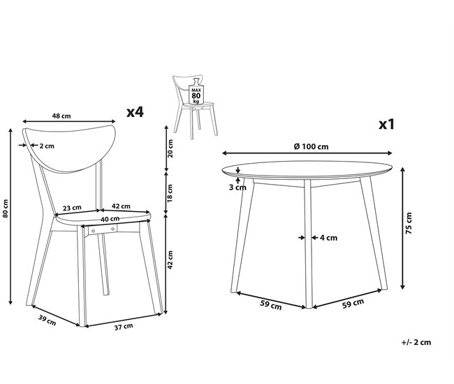 Beliani Conjunto de comedor ROXBY Blanco