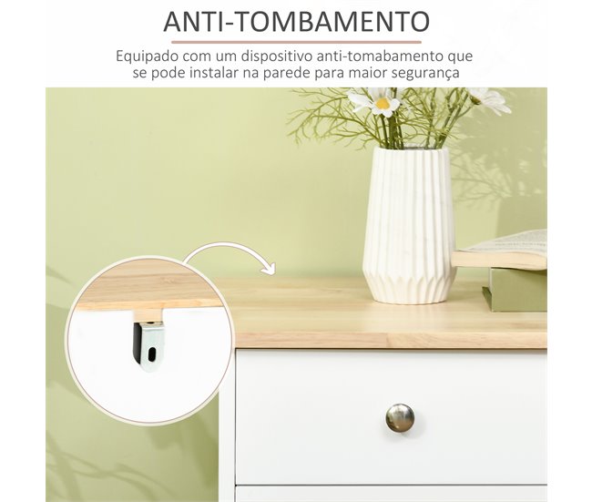 Aparador de Cocina MDF, Madera de Caucho HOMCOM 101 Blanco