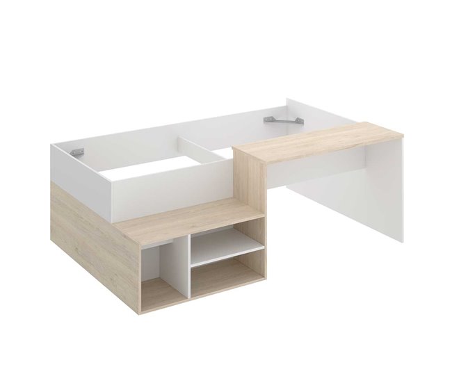 Cama Compacta Con Escritorio Kric Natural/ Blanco