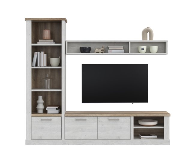 Compacto tv de 241,6cm blanco y roble VERONA Blanco/ Madera