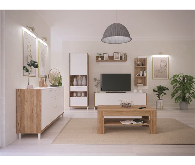 Mueble TV 2 puertas 2 cajones FREETOWN Roble