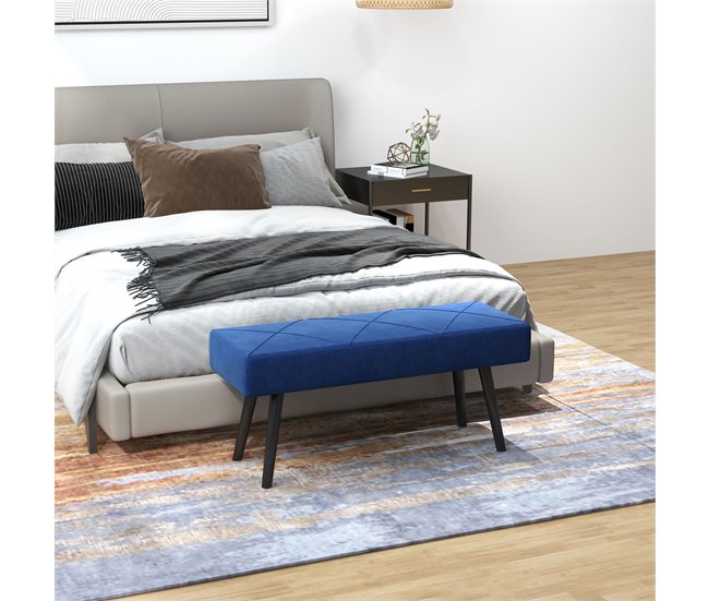 Banco de Cama Poliéster, Espuma HOMCOM Azul