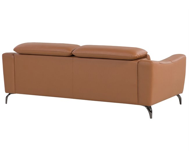 Beliani Sofá de 3 plazas Piel sintética NARWIK Dorado