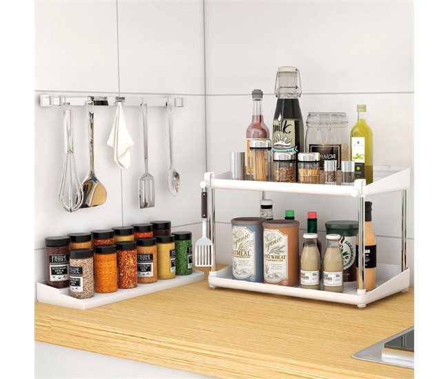 Pack 2 estanterías para especias c/dos alturas Max Home Blanco