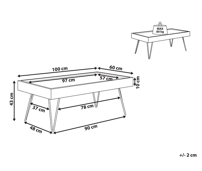 Beliani Mesa de centro WELTON 60x100 Gris Oscuro