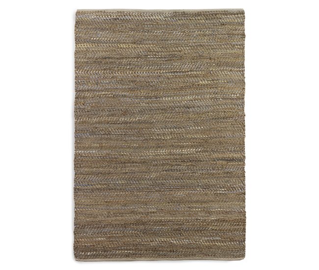 Alfombra de yute, algodón y cuero 120x60 Beige