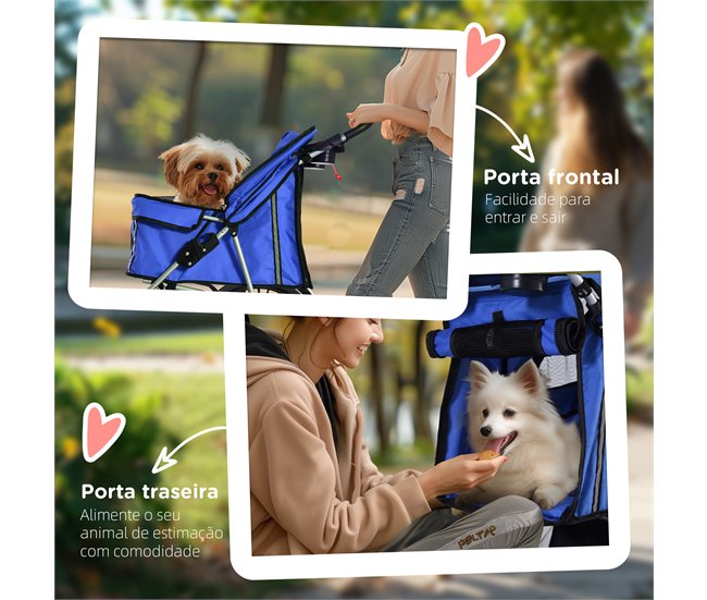 Cochecito para Perro y Gato Acero, Tela Oxford PawHut Azul
