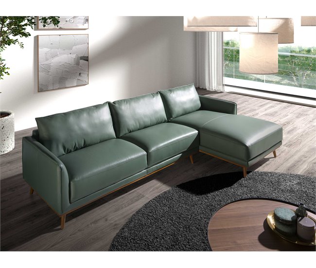 ANGEL CERDÁ Sofá chaise longue derecha piel Verde