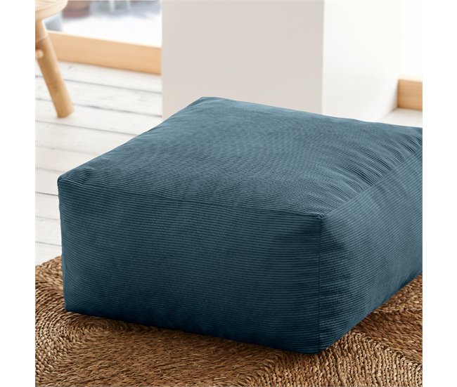 Puf cuadrado pana Désert Azul