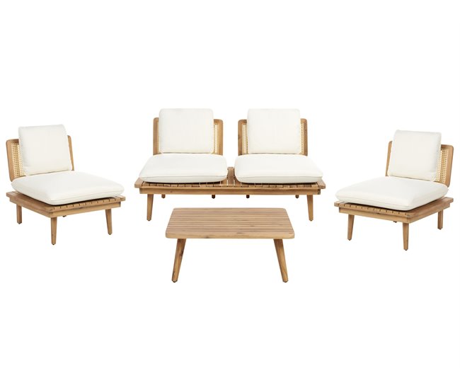 Beliani Conjunto de jardín Madera de acacia con certificado FSC® ACCADIA Beige