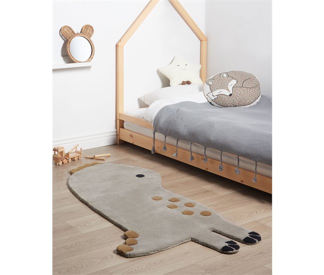 Beliani Alfombra para niños DINO Gris