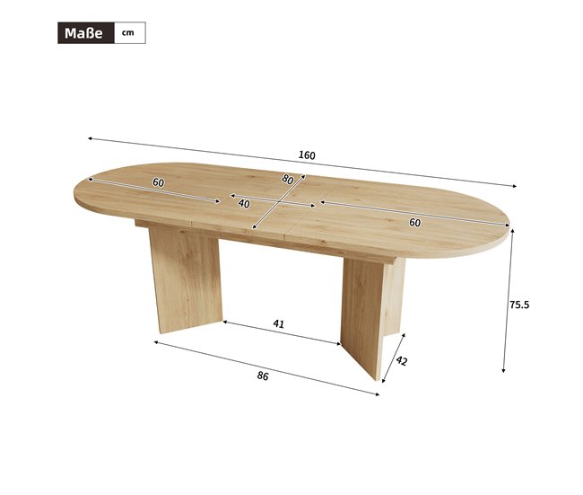 Conjunto comedor extensible 6 sillas vel Madera