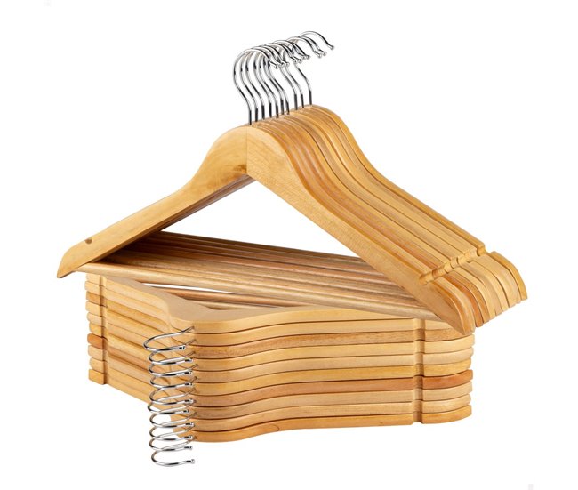 Max Home Pack 20 perchas de madera Marron Claro