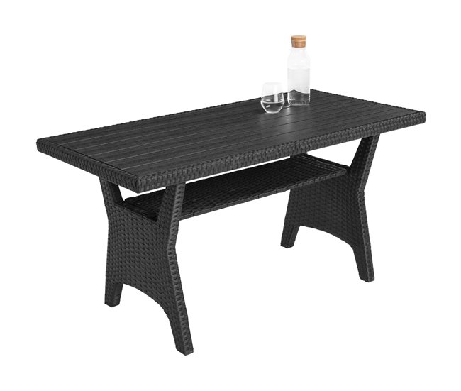 conjunto de ratán Negro/ Gris