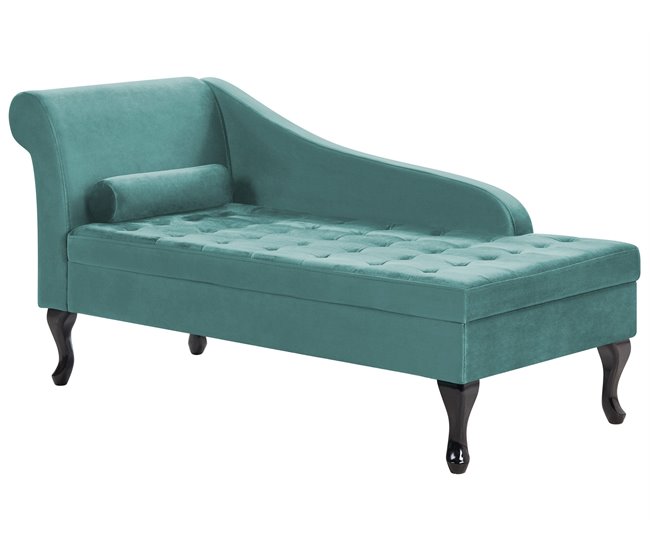 Beliani Chaise longue Terciopelo PESSAC Azul/ Verde