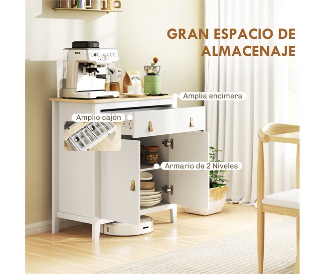 Aparador de Salón Melamina de Madera HOMCOM Blanco